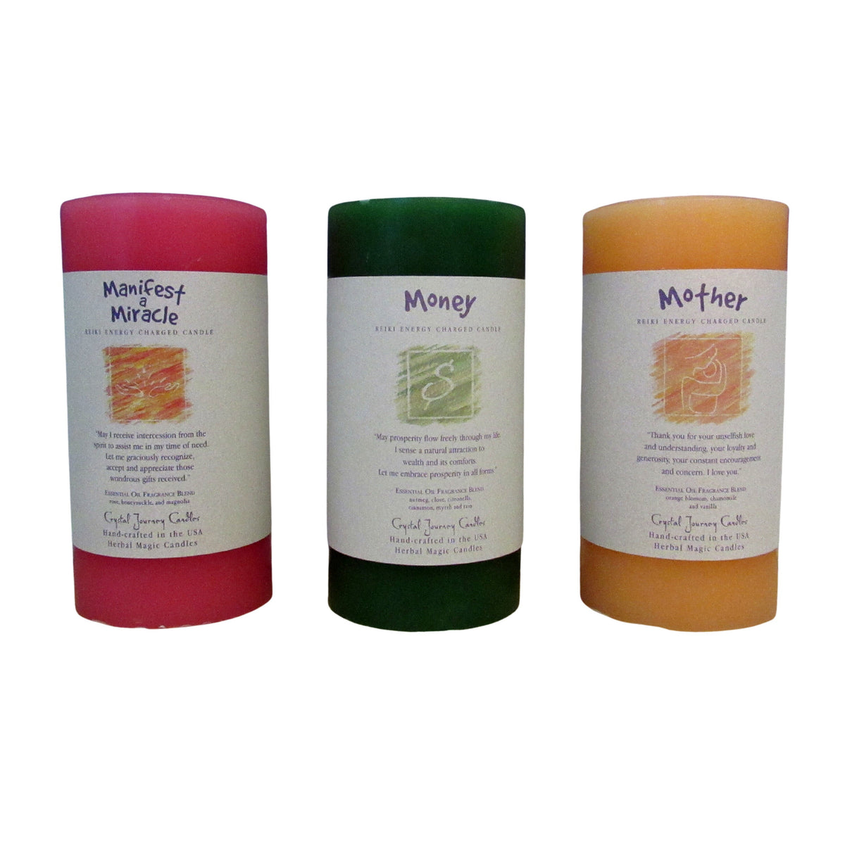 Reiki Charged 3x6 Herbal Magic Intention Candles, Scented Manifestation Candle, Thick Pillar Candle, Natural Altar Ritual Candle 21 Scents