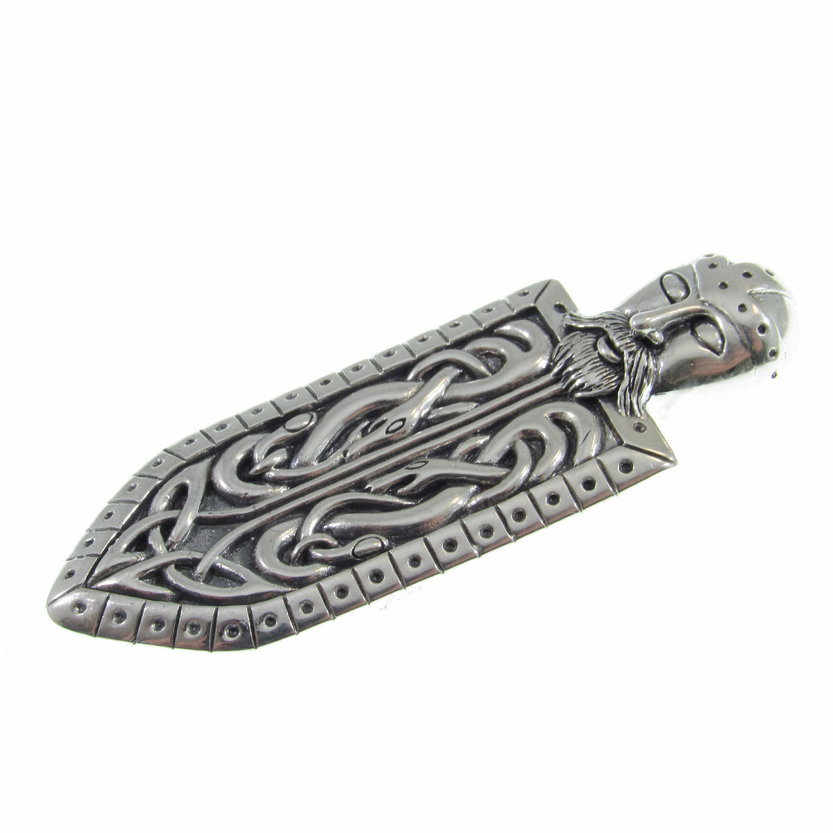 Solid 925 Sterling Silver Heimdall Norse God Pendant - Viking Odin's Shield Amulet - Celtic Jewelry with Knotwork & Scrolls, Gift for Him