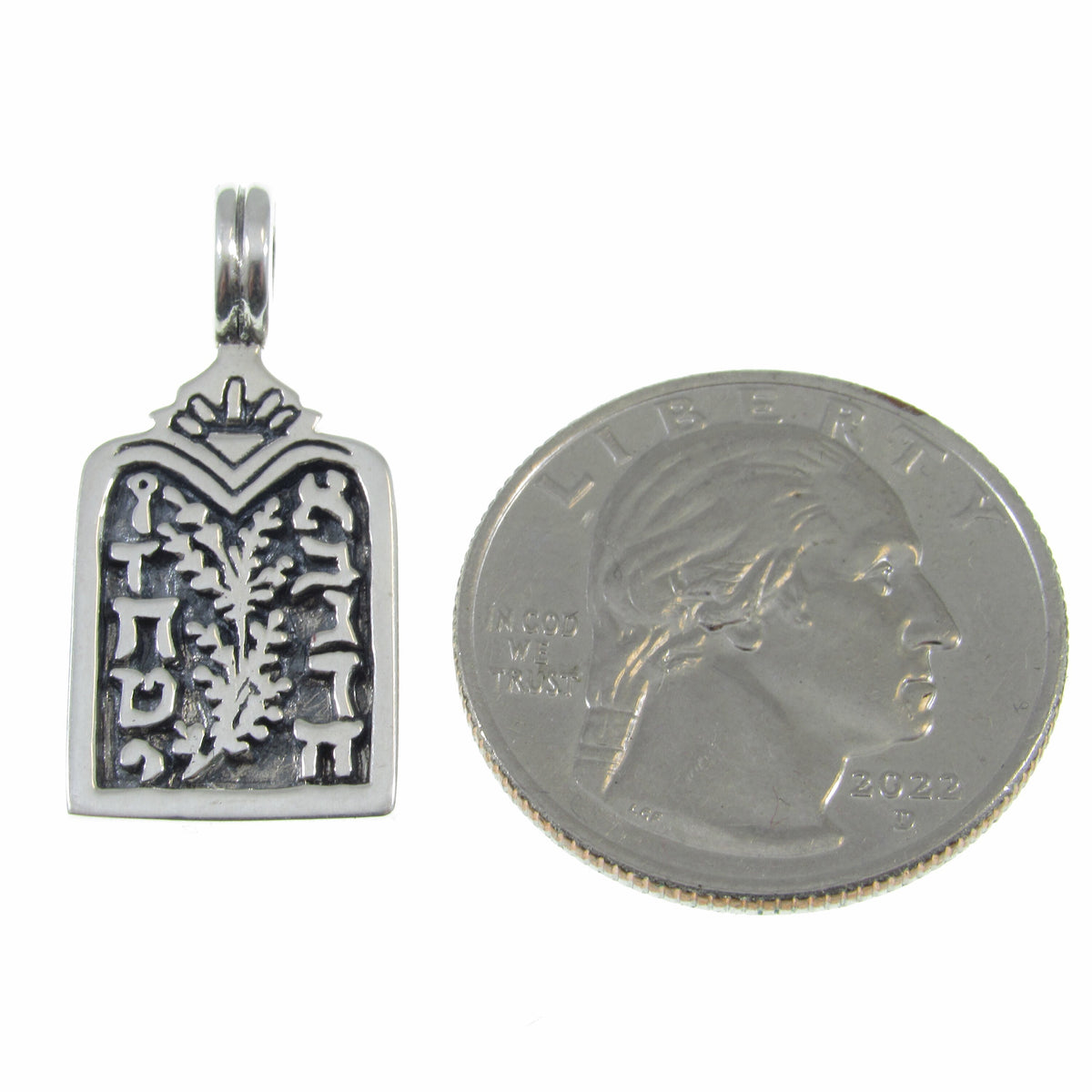 Solid 925 Sterling Silver 10 Commandments Slide Pendant, Biblical Hebrew Tablet Charm, Handcrafted Religious Jewelry