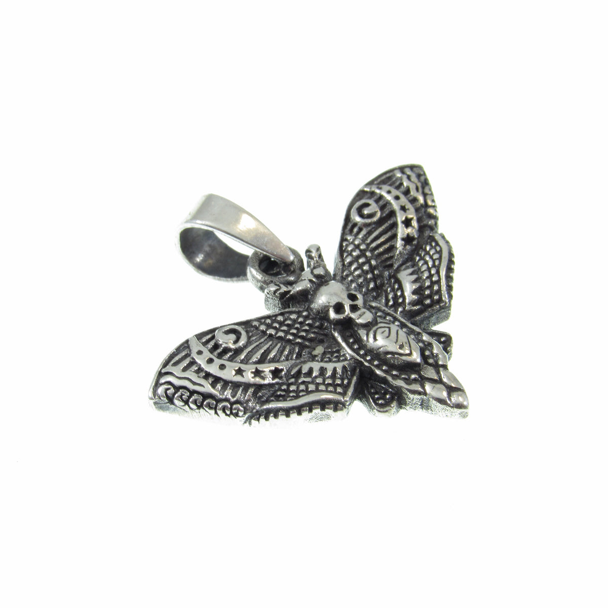 Solid 925 Sterling Silver Death's Head Moth Pendant - Gothic Jewelry, Skull Moth Necklace Charm, Occult Jewelry Gift, Dark Aesthetic