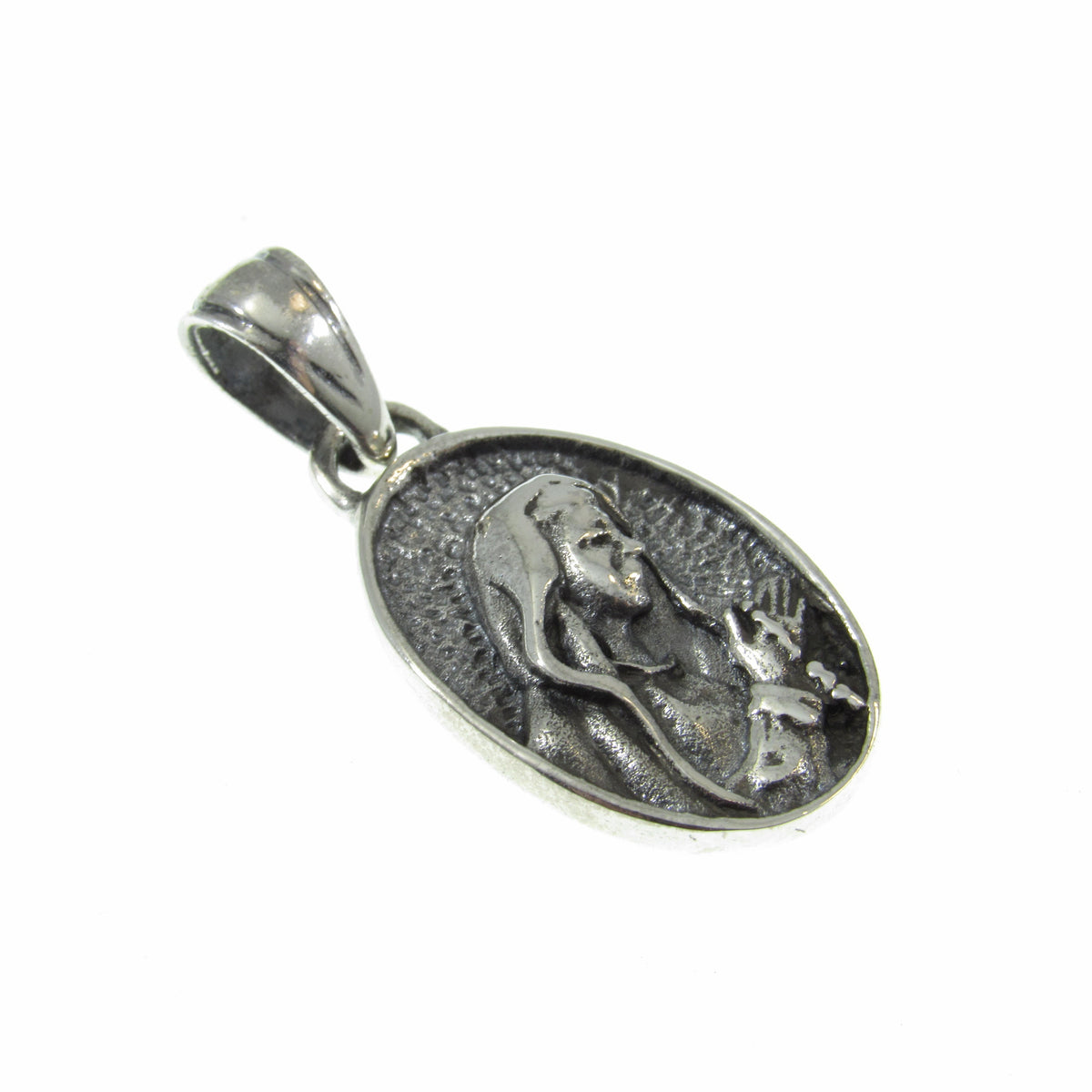 Solid 925 Sterling Silver Virgin Mary Sacred Heart Medal Pendant – Catholic Necklace Charm - Religious Christian Jewelry Gift for Women
