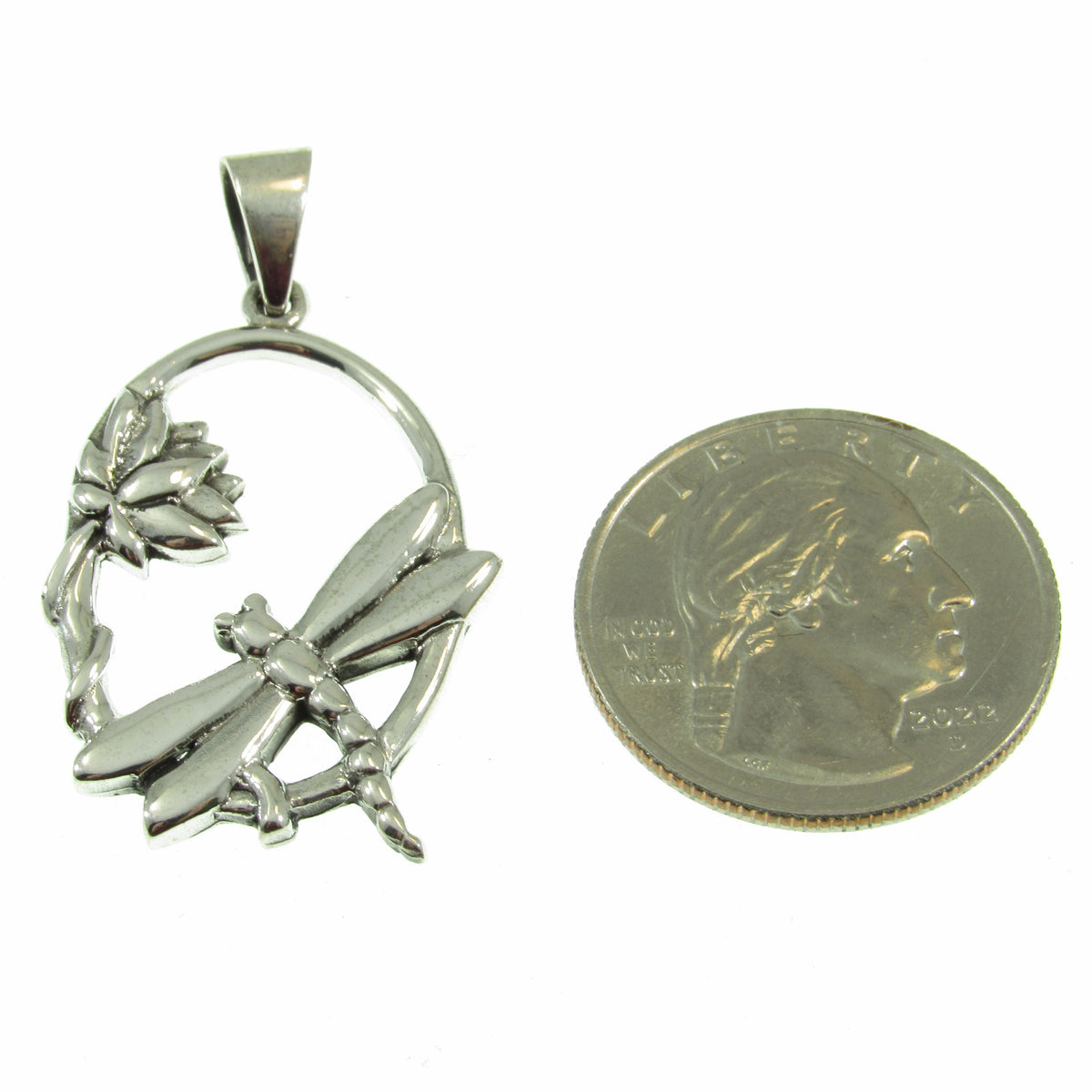 Solid 925 Sterling Silver Dragonfly Pendant – Handcrafted Lotus Flower Necklace Charm – Solid Silver Nature Jewelry for Women & Men