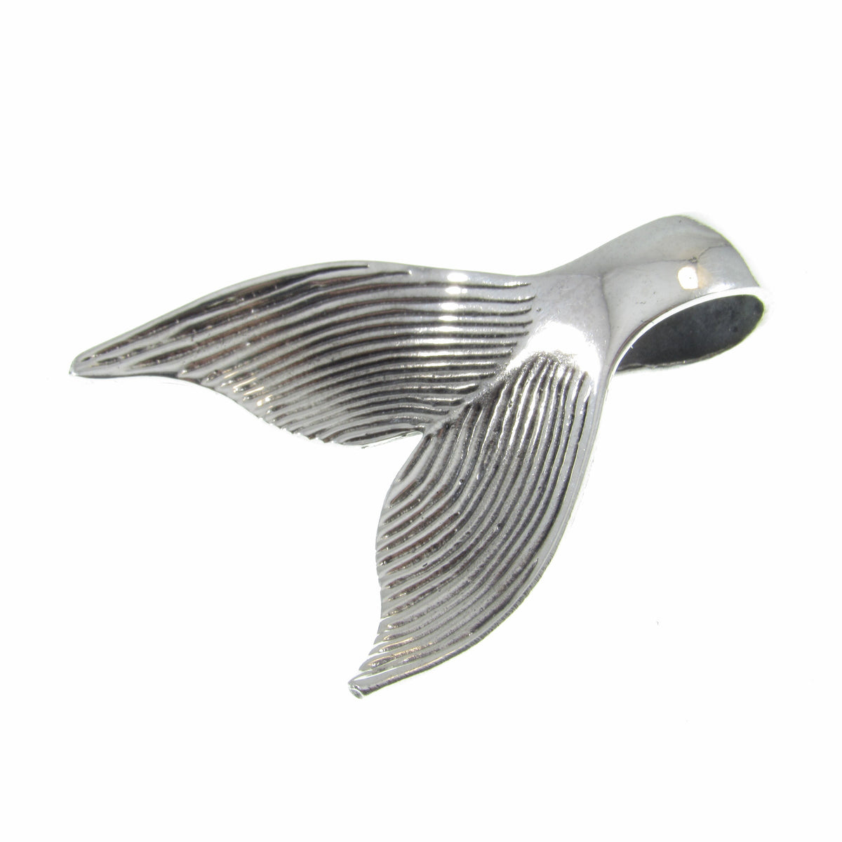 Large Solid 925 Sterling Silver Whale / Mermaid Tail Slide Pendant, Handcrafted 3D Nautical Ocean Life Jewelry, Summer Beach Lover Gift