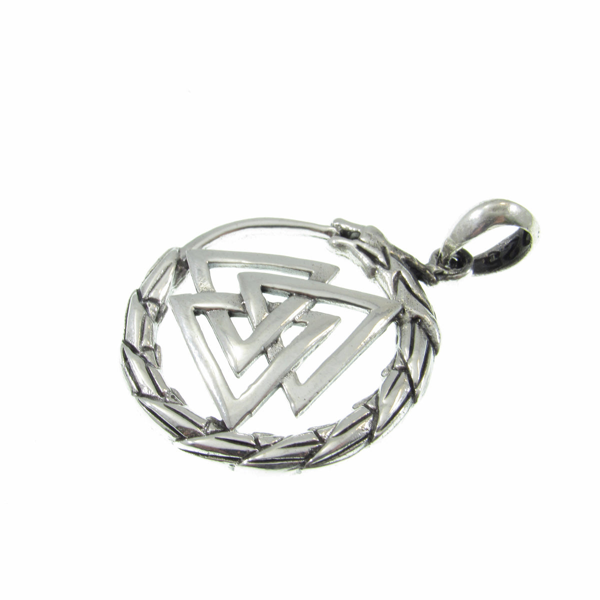 Solid 925 Sterling Silver Valknut Pendant with Jörmungandr Serpent – Norse Pagan Necklace Amulet – Viking Odin Symbol – Nordic Jewelry