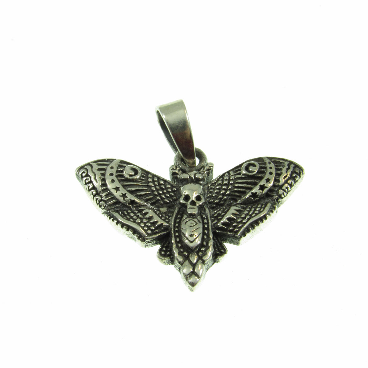 Solid 925 Sterling Silver Death's Head Moth Pendant - Gothic Jewelry, Skull Moth Necklace Charm, Occult Jewelry Gift, Dark Aesthetic
