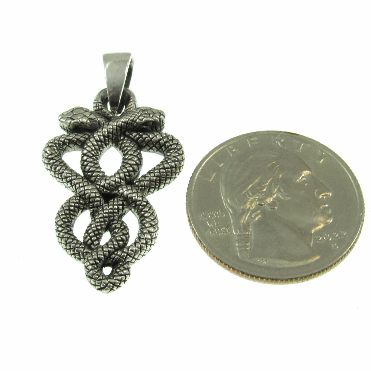 Solid 925 Sterling Silver Double Serpent Pendant – Handcrafted Snake Necklace Amulet, Ouroboros, Occult, Esoteric, Symbolic Jewelry