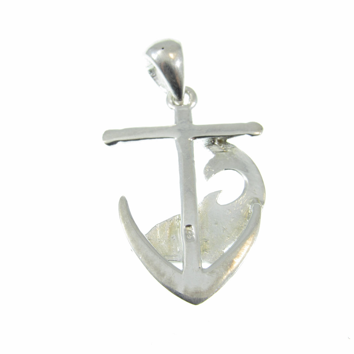 Solid 925 Sterling Silver Dolphin & Anchor Pendant With Inlaid Blue Opal Gemstones, Handcrafted Opals Jewelry, Beach and Nautical Interest