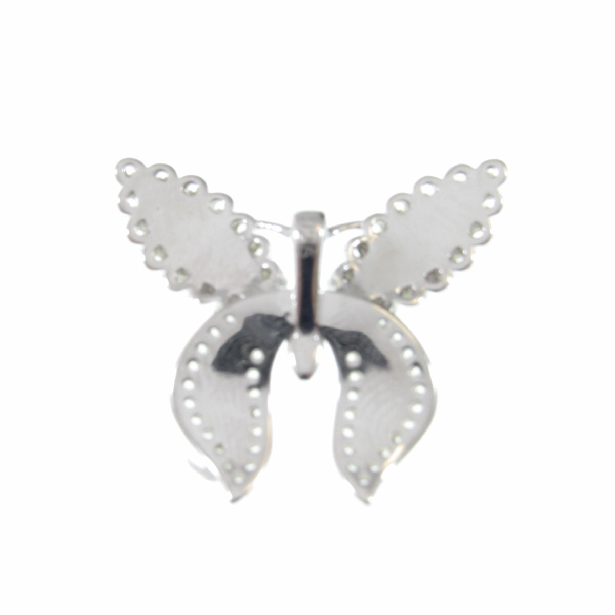 Solid 925 Sterling Silver and Green Enamel Butterfly Pendant - Green & Clear CZ Accents - Nature Inspired Insect Jewelry - Gift for Her