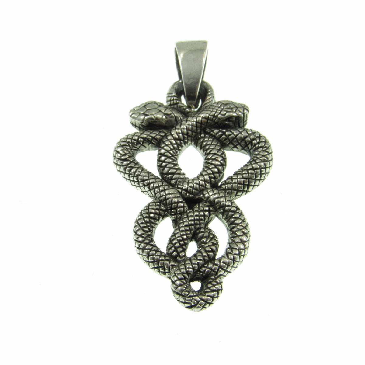 Solid 925 Sterling Silver Double Serpent Pendant – Handcrafted Snake Necklace Amulet, Ouroboros, Occult, Esoteric, Symbolic Jewelry