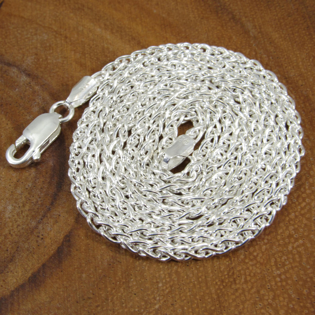 2.5MM Solid 925 Sterling Silver Wheat Chain for Men & Women, Italian Spiga Necklace, Bracelet or Necklace Chain, Made in Italy, 060 Gauge