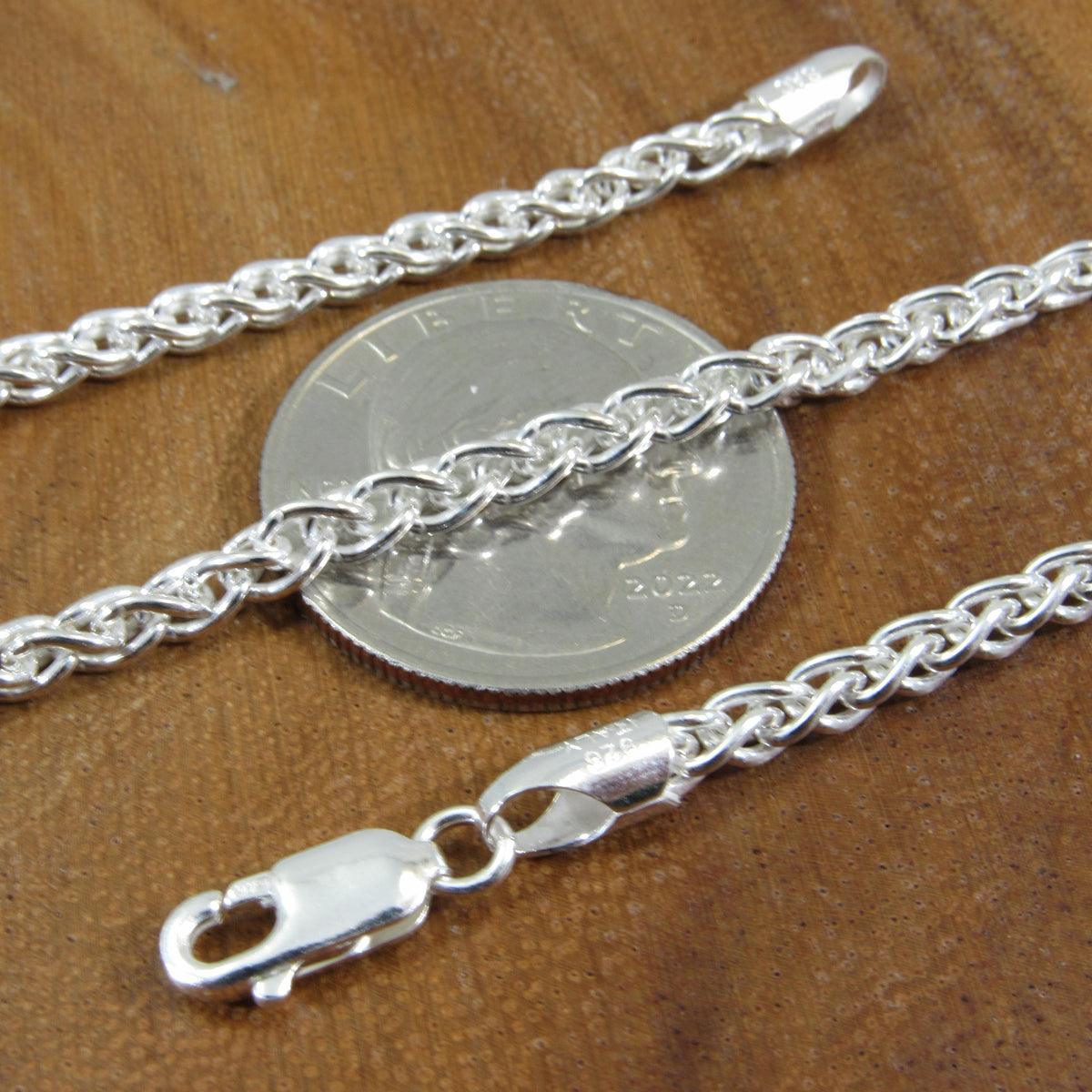 Solid 925 Sterling Silver Wheat Chain Necklace / Bracelet, Italian Braided Spiga Link Unisex Jewelry