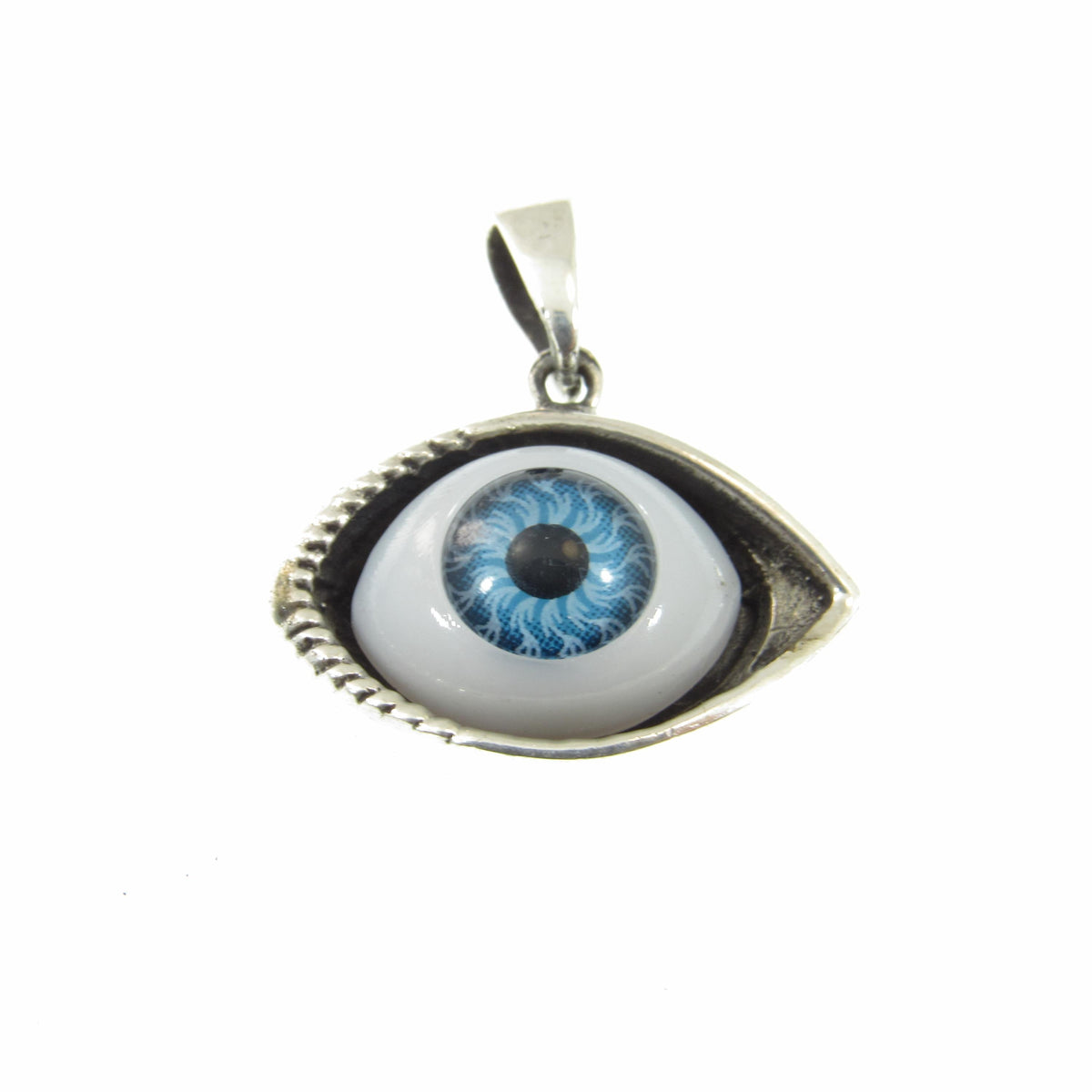 Solid 925 Sterling Silver Glass Eyeball Pendant, Evil Eye Charm, All Seeing Eye, Handcrafted Protection Charm, Choose Blue or Green Eyeballs