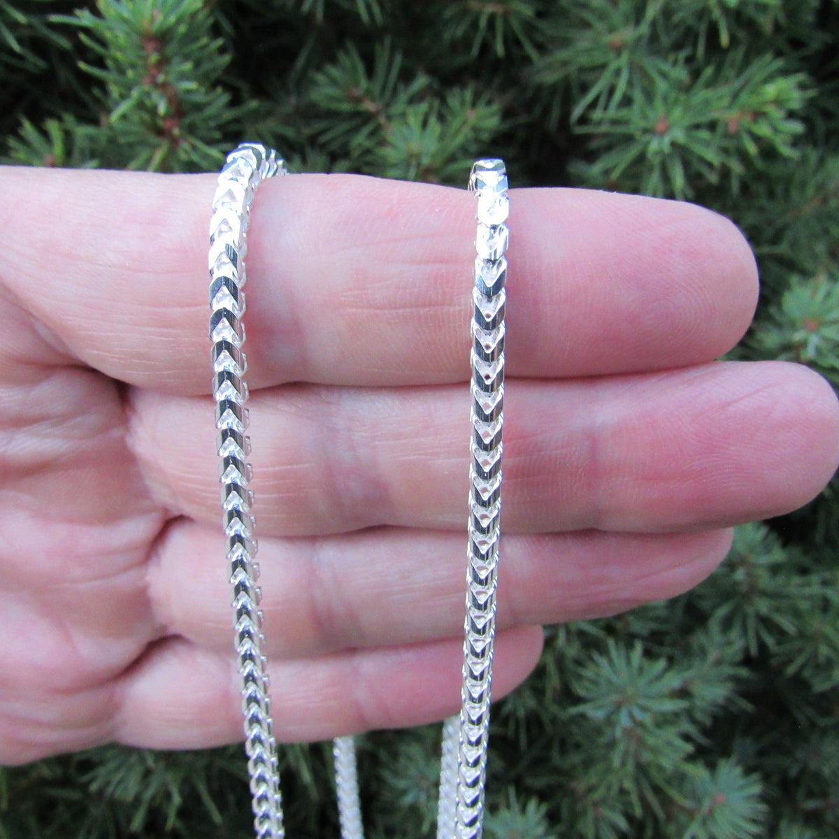 3MM Solid 925 Sterling Silver Franco Link Chain, Mens Diamond Cut Hip Hop Chain, Chunky Unisex Italian Necklace or Bracelet, 100 Gauge
