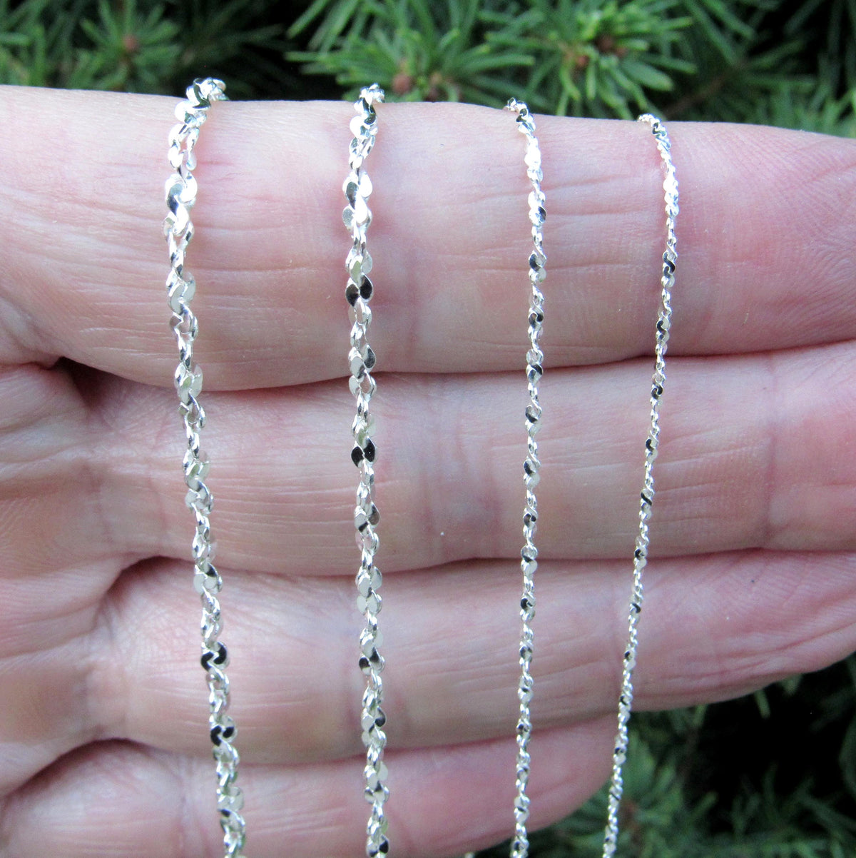 Solid 925 Sterling Silver Twisted Serpentine Chain, Elegant Womens Necklace, Dainty Italian Necklace or Bracelet, Sparkly Jewelry for Her