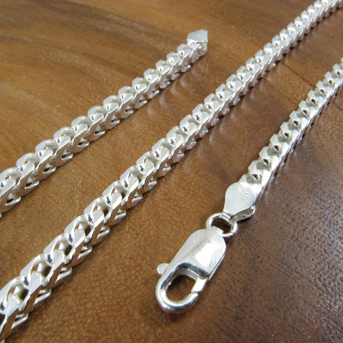 4.6MM Solid 925 Sterling Silver Franco Link Chain, Mens Diamond Cut Hip Hop Chain, Chunky Unisex Italian Necklace or Bracelet, 150 Gauge