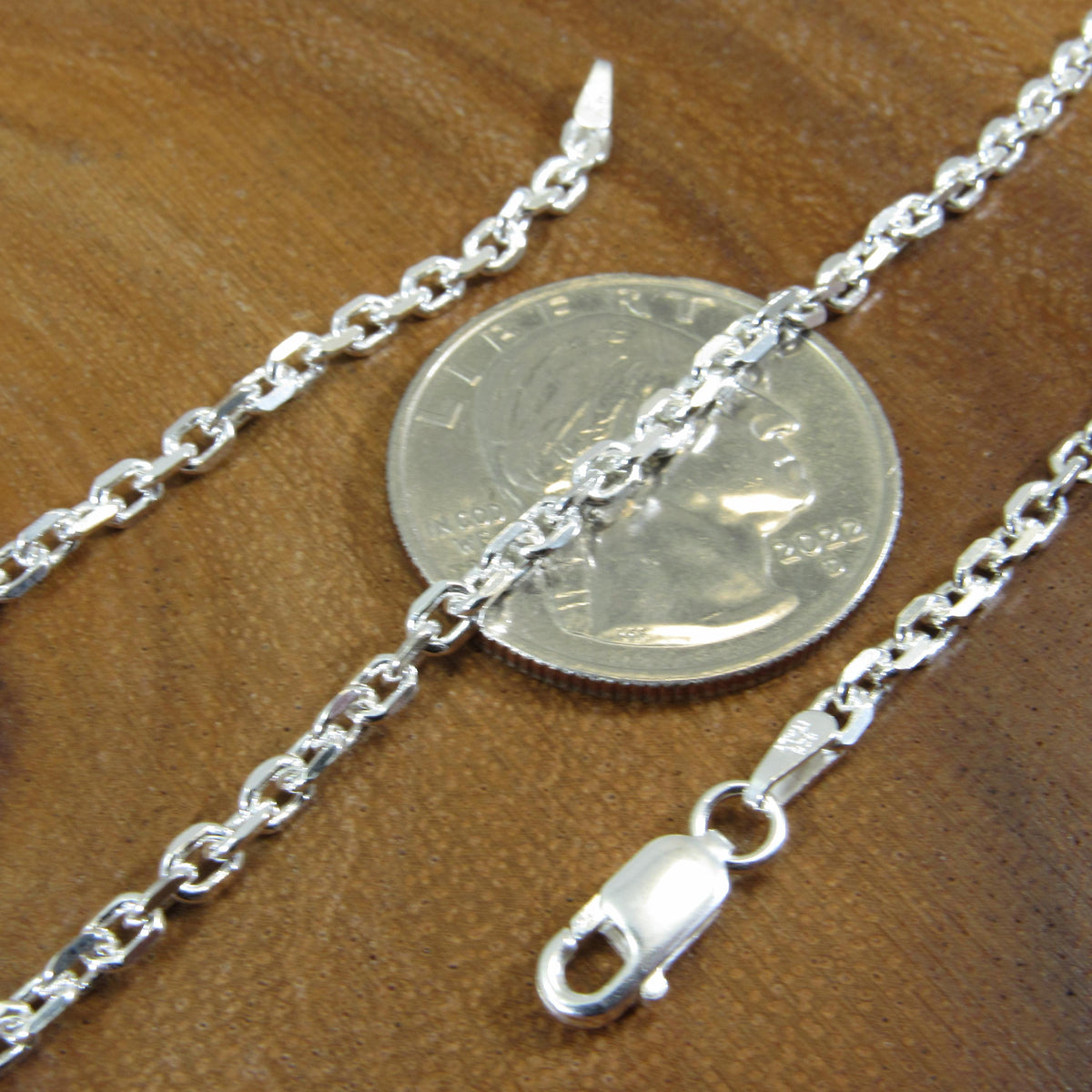 2.7MM Solid 925 Sterling Silver Anchor Link Chain, Italian Cable Chain Bracelet or Necklace, Nautical Jewelry for Men & Women, Made in Italy