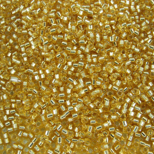 DB0042 11/0 Miyuki Silver Lined Gold Delica Seed Beads, 5 Grams Tube, 25 Grams Bag, DB42, DB-42 Japanese Glass Delicas for Jewelry Making