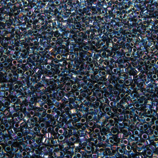 DB0085 11/0 Miyuki Blue Lined Aqua AB Delica Seed Beads, 5 Grams Tube, 25 Grams Bag DB85, DB-85 Japanese Glass Delicas for Jewelry Making