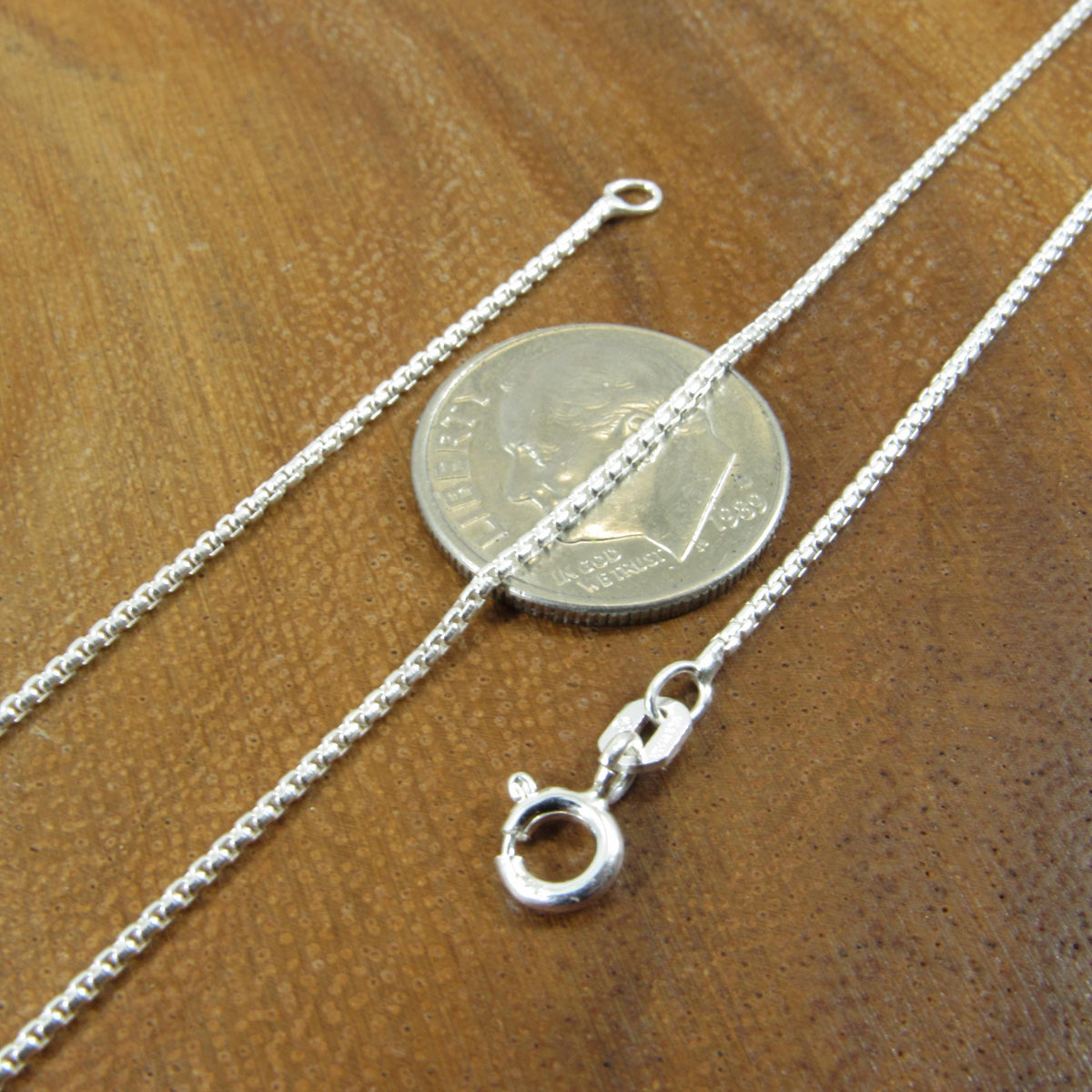 Solid 925 Sterling Silver Round Box Chain Necklace, Italian Box Link Pendant Chain for Men and Women, 0.9mm–2.5mm | 16"–30" Inch