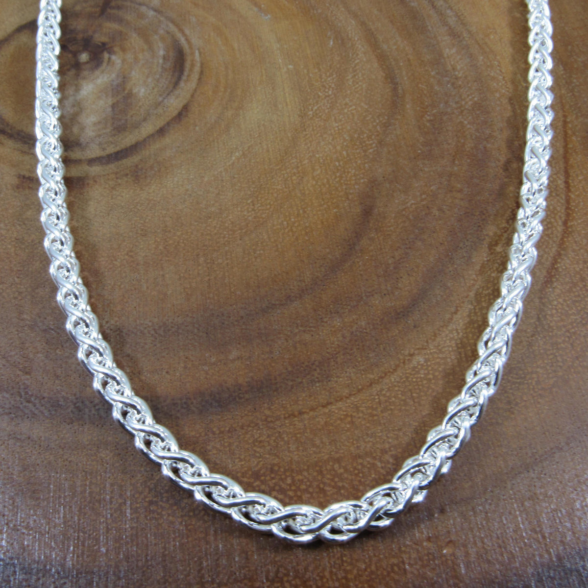 5.5MM Solid 925 Sterling Silver Wheat Chain for Men, Italian Spiga Necklace, Men's Necklace Chain, Made in Italy Wheat 120 Gauge