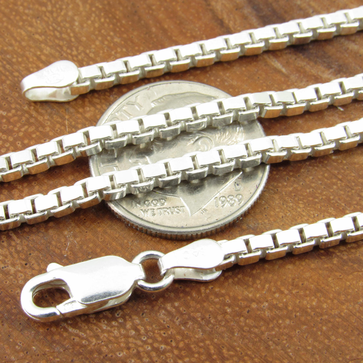 Solid 925 Sterling Silver Italian Box Chain Necklace, Men's and Women's Unisex Venetian Square Box Bracelet, Made in Italy .7mm - 2.5mm