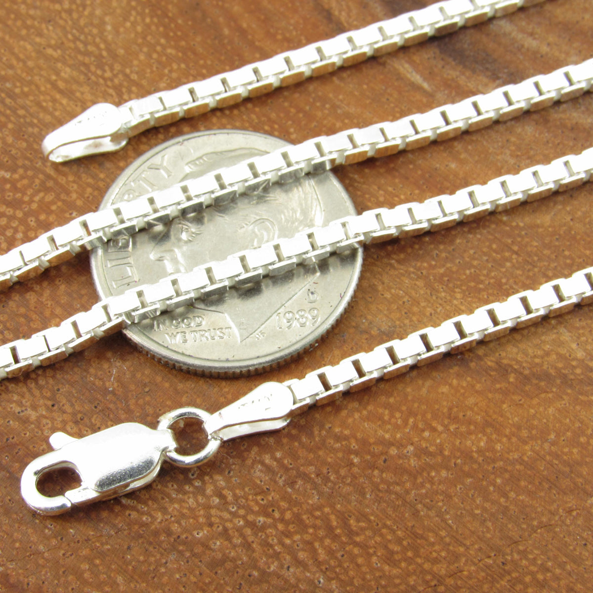 Solid 925 Sterling Silver Italian Box Chain Necklace, Men's and Women's Unisex Venetian Square Box Bracelet, Made in Italy .7mm - 2.5mm