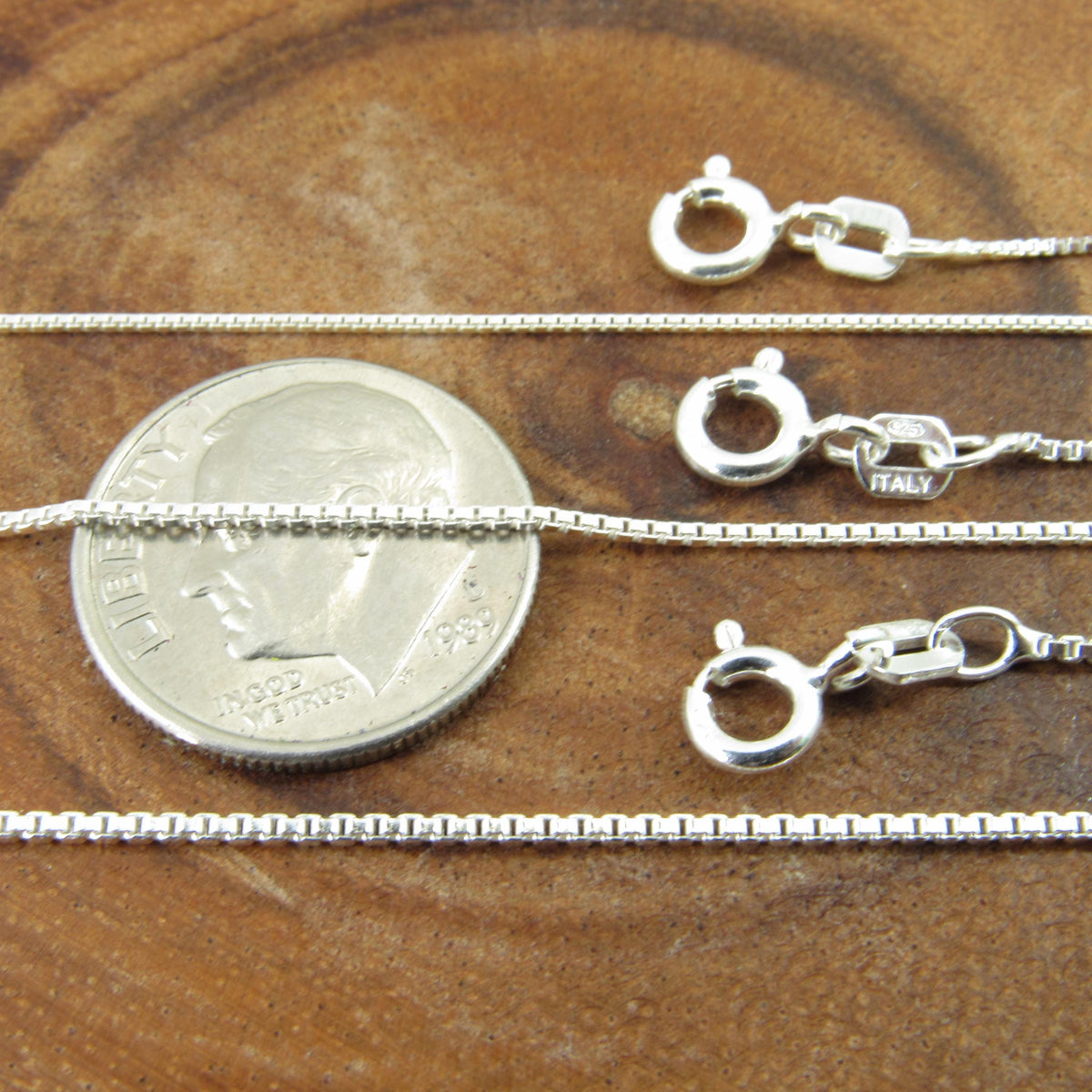 Solid 925 Sterling Silver Italian Box Chain Necklace, Men's and Women's Unisex Venetian Square Box Bracelet, Made in Italy .7mm - 2.5mm