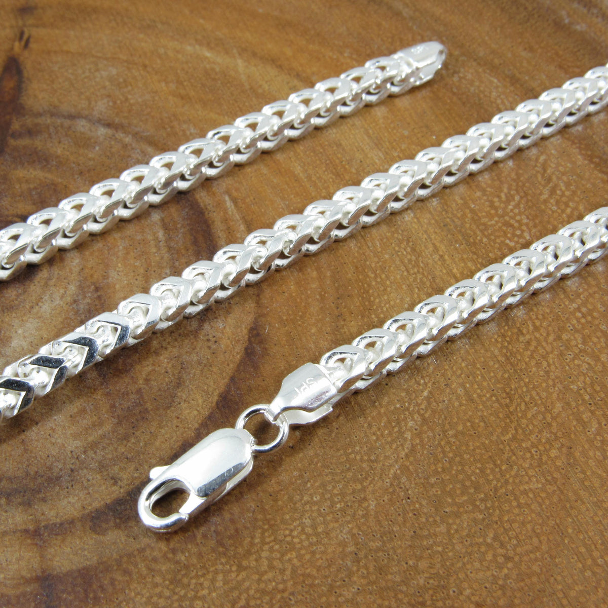4MM Solid 925 Sterling Silver Franco Link Chain, Mens Diamond Cut Hip Hop Chain, Chunky Unisex Italian Necklace or Bracelet, 120 Gauge