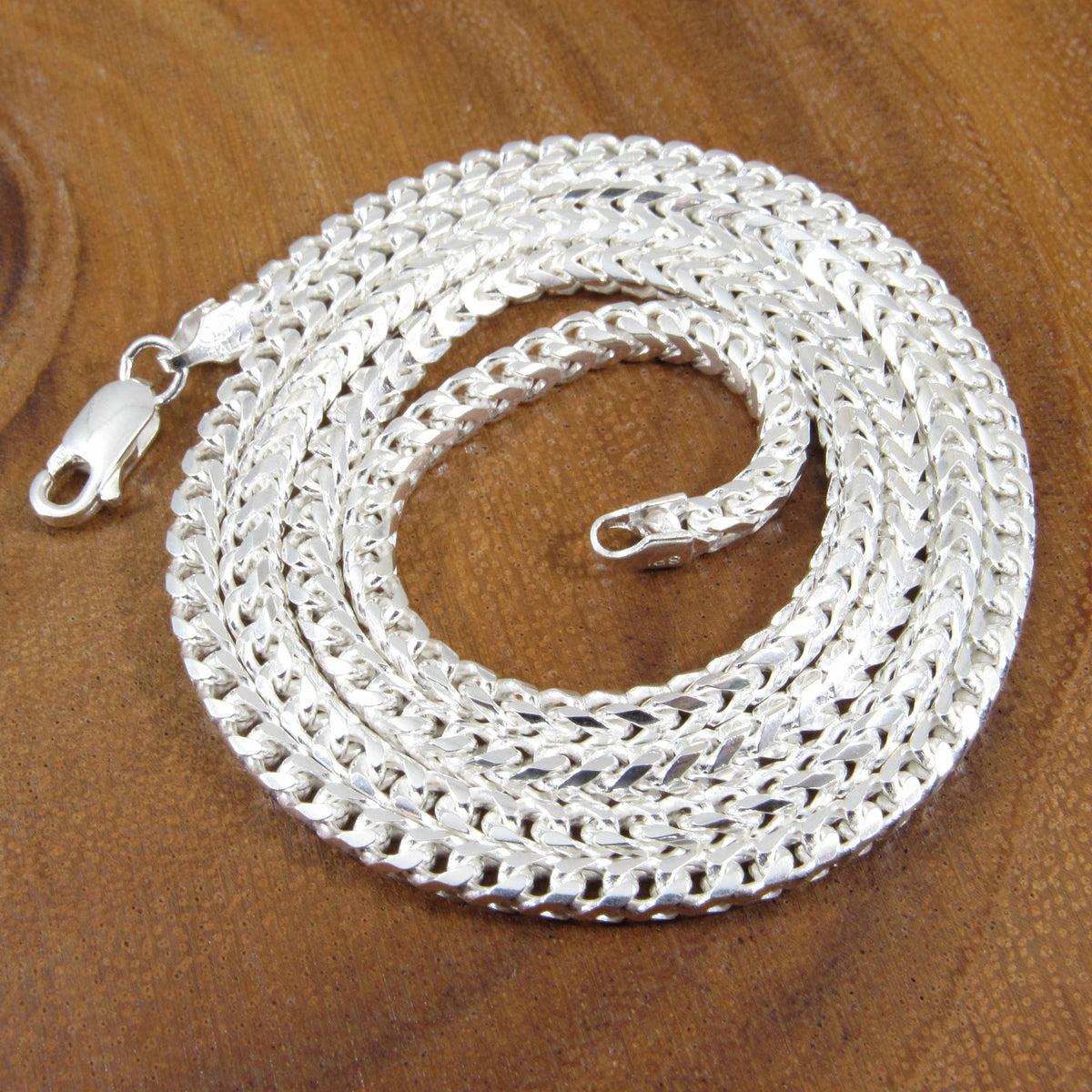 3MM Solid 925 Sterling Silver Franco Link Chain, Mens Diamond Cut Hip Hop Chain, Chunky Unisex Italian Necklace or Bracelet, 100 Gauge