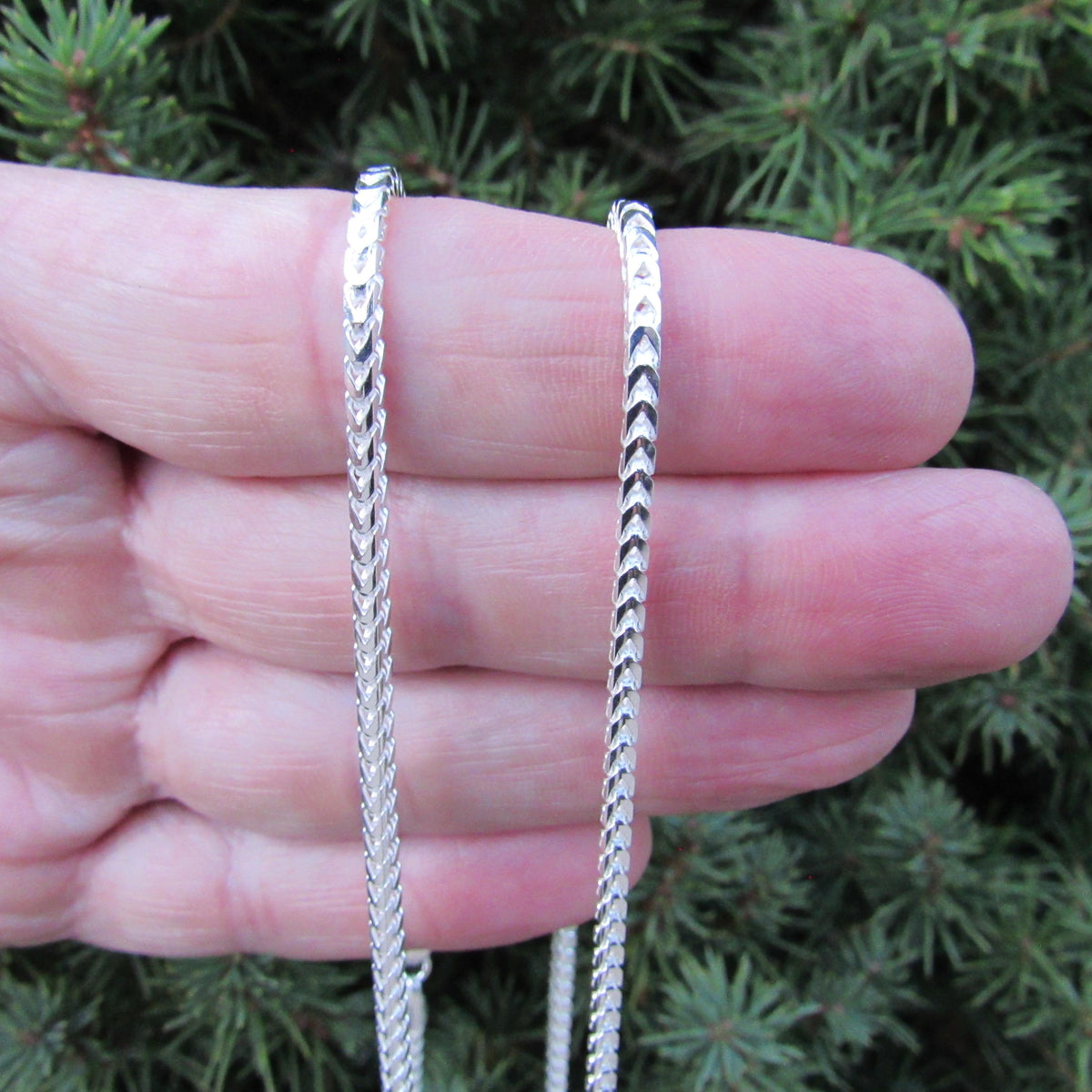 2.5MM Solid 925 Sterling Silver Franco Link Chain, Mens Diamond Cut Hip Hop Chain, Chunky Unisex Italian Necklace or Bracelet, 080 Gauge