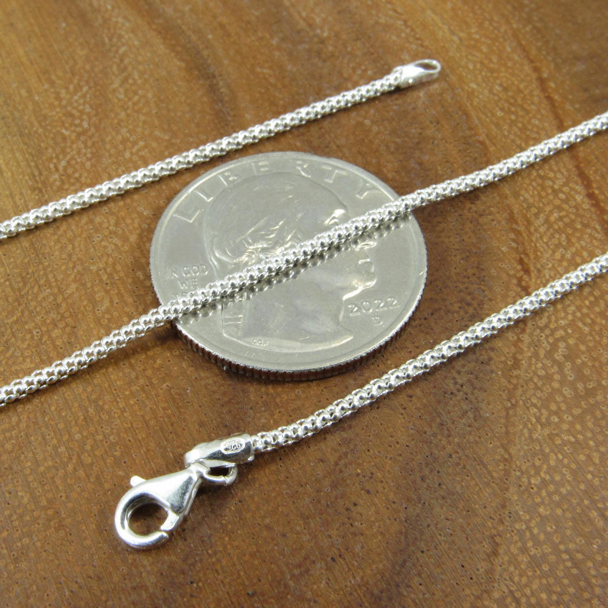 Solid 925 Sterling Silver Italian Popcorn Chain Necklace, Garland Link, Women's Coreana Chain, Layering Charm Chain, Jewelry Gift for Her