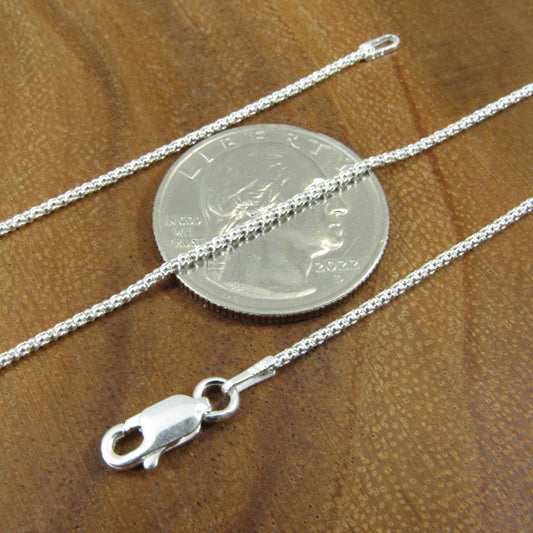1.3MM Solid 925 Sterling Silver Popcorn Chain, Italian Women's Necklace, Made in Italy, Minimalist Feminine Style, Elegant Coreana Chain