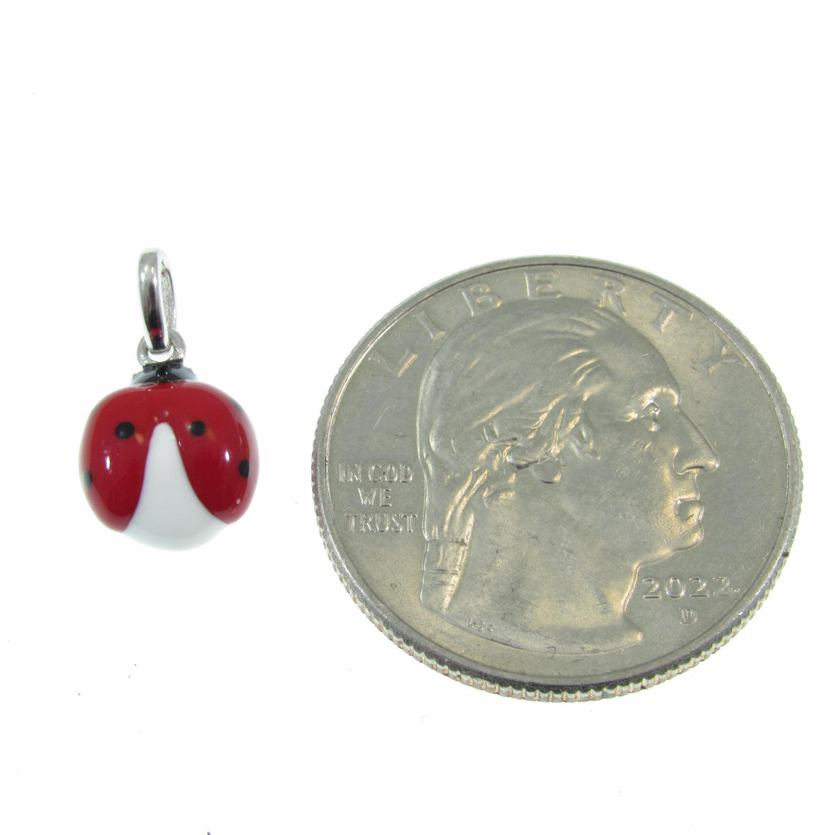 Solid 925 Sterling Silver Ladybug Charm, Hand Painted Enamel Lucky Lady Bug Pendant, Insect Jewelry, Kawaii Charm, Lady Beetle Gift Idea