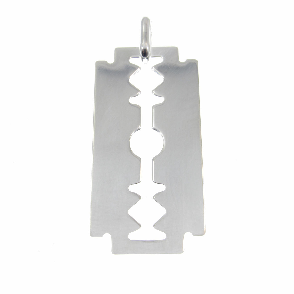 Solid 925 Sterling Silver Razor Blade Pendant, Industrial Streetwear Jewelry, Engravable Pendant, Modern & Edgy Jewelry Gift Idea for Him
