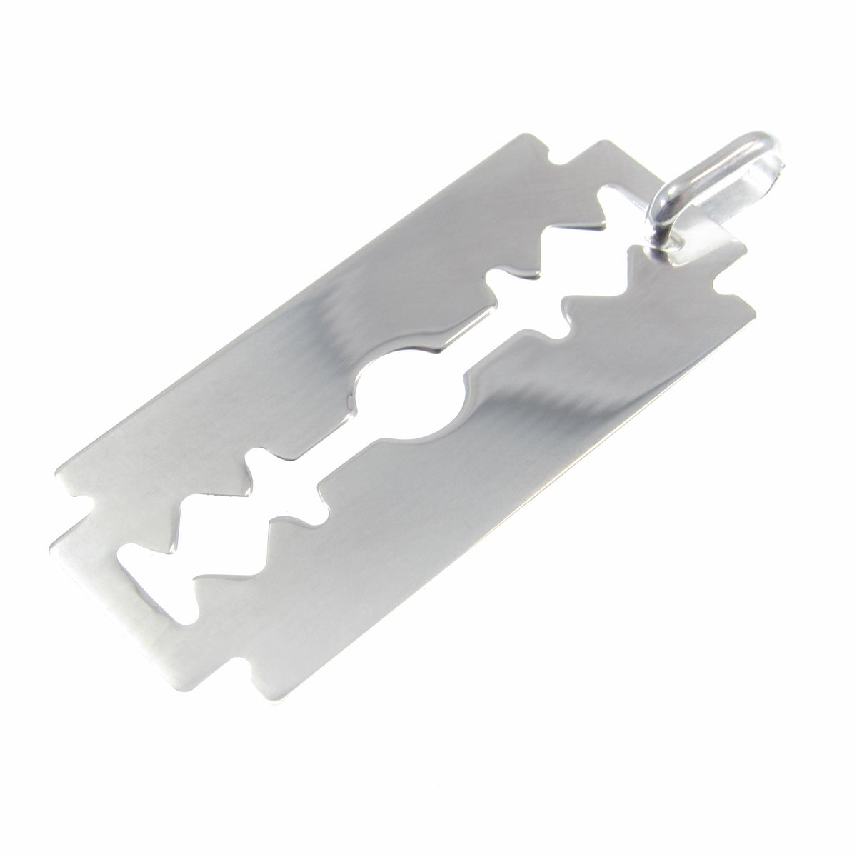 Solid 925 Sterling Silver Razor Blade Pendant, Industrial Streetwear Jewelry, Engravable Pendant, Modern & Edgy Jewelry Gift Idea for Him