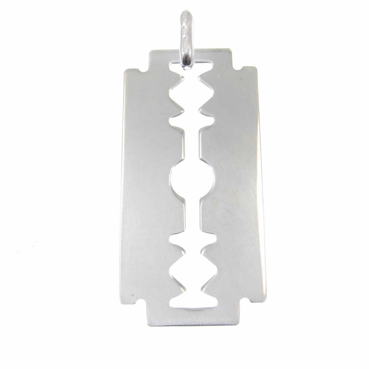Solid 925 Sterling Silver Razor Blade Pendant, Industrial Streetwear Jewelry, Engravable Pendant, Modern & Edgy Jewelry Gift Idea for Him