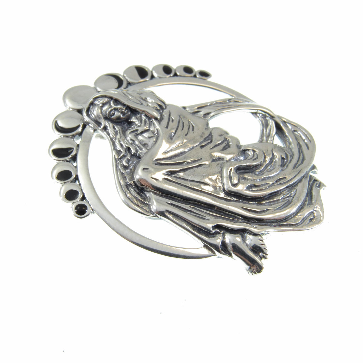 Solid 925 Sterling Silver Moon Phases Goddess Pendant, Lunar Cycle Astrology, Mickie Mueller Jewelry