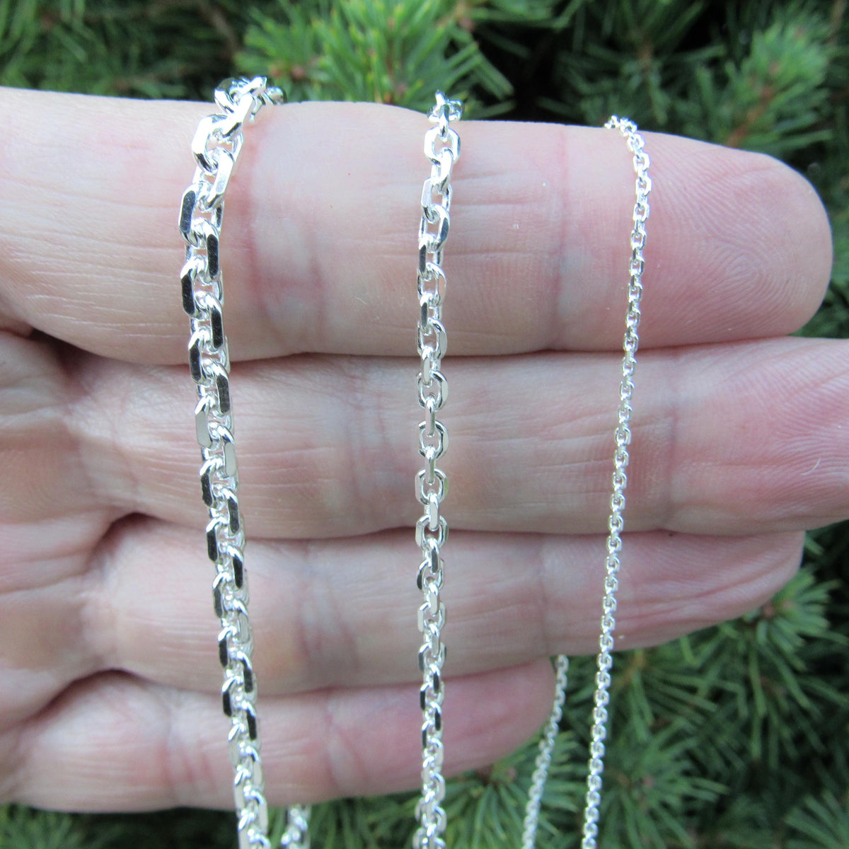Solid 925 Sterling Silver Anchor Chain Necklace or Bracelet, Italian Cable Chain, Unisex Nautical Jewelry 1.4mm-4mm, 7"-30"