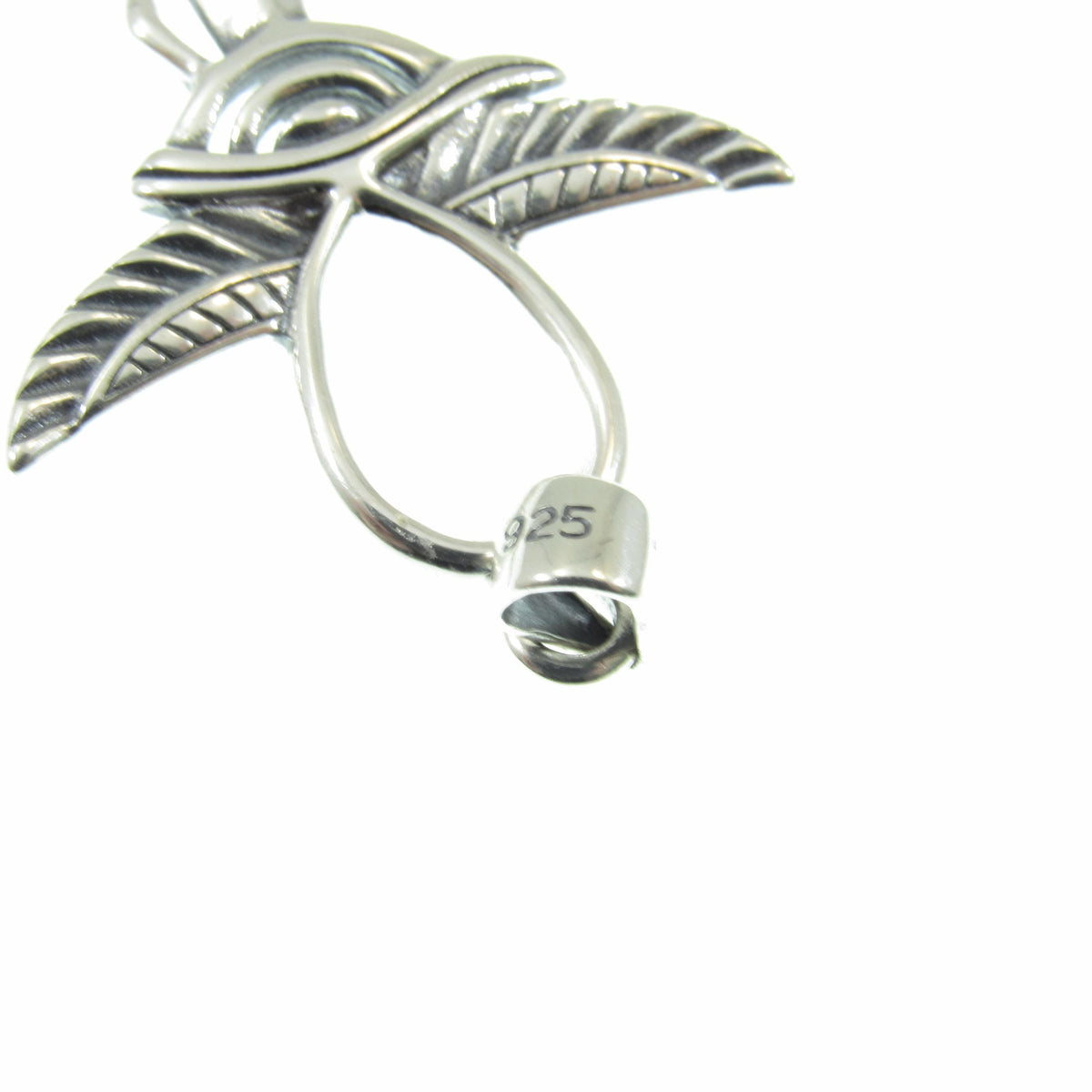 Solid 925 Sterling Silver Egyptian Ankh & Eye of Horus Pendant, Handcrafted Cross, Crux Ansata Jewelry for Men or Women, Mythology Gift
