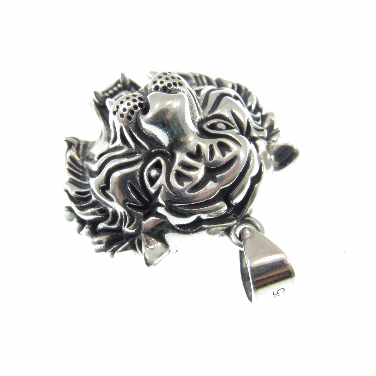 Solid 925 Sterling Silver Tiger Head Pendant, Spirit Animal Totem, Handcrafted Animal and Wildlife Jewelry Charm