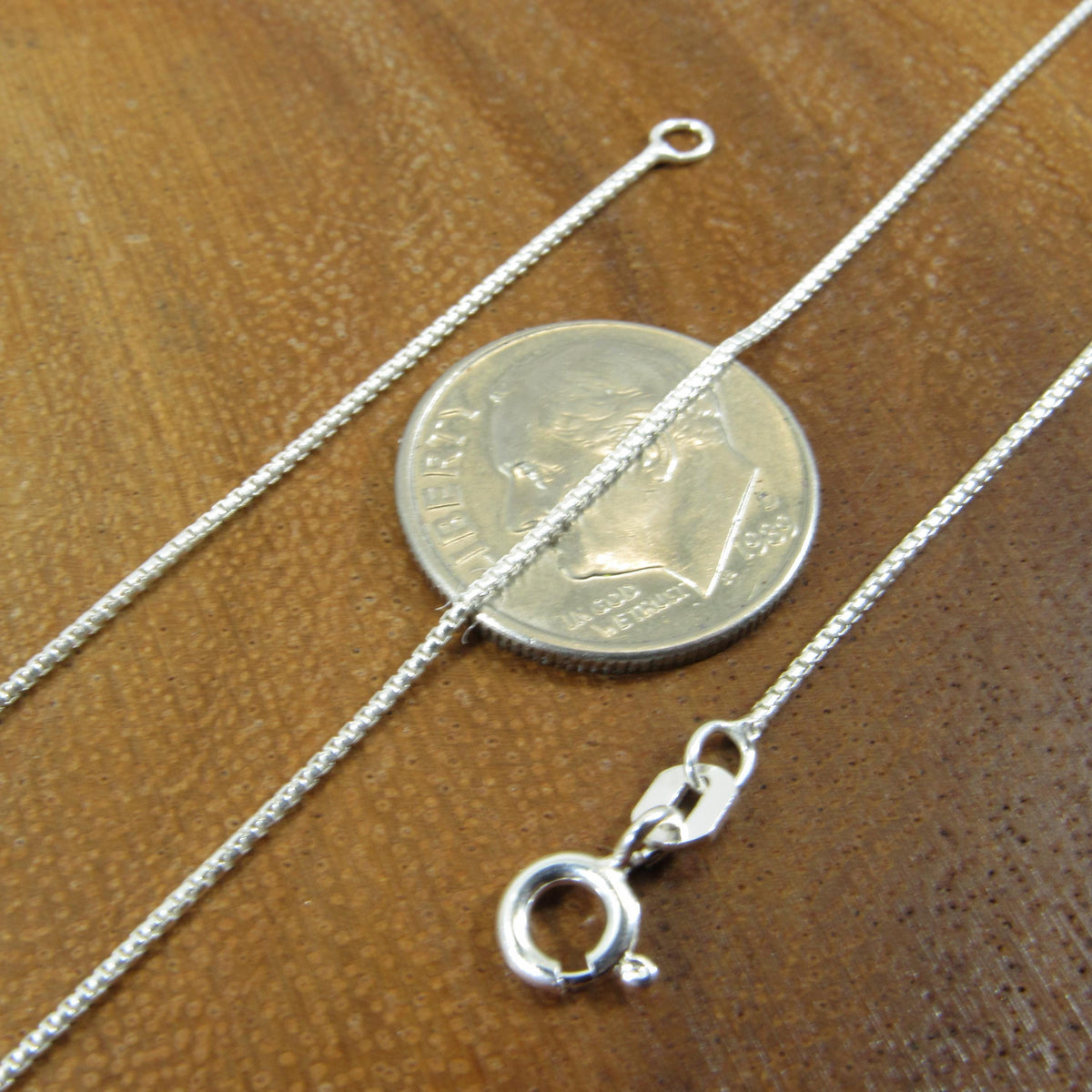Solid 925 Sterling Silver Round Box Chain Necklace, Italian Box Link Pendant Chain for Men and Women, 0.9mm–2.5mm | 16"–30" Inch