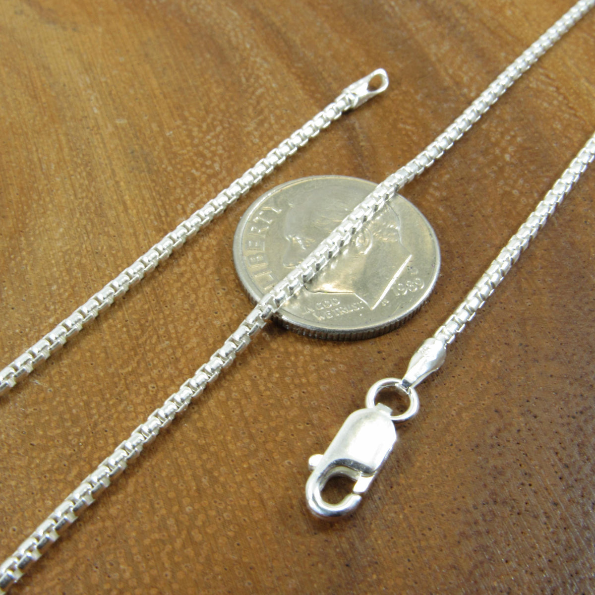 Solid 925 Sterling Silver Round Box Chain Necklace, Italian Box Link Pendant Chain for Men and Women, 0.9mm–2.5mm | 16"–30" Inch