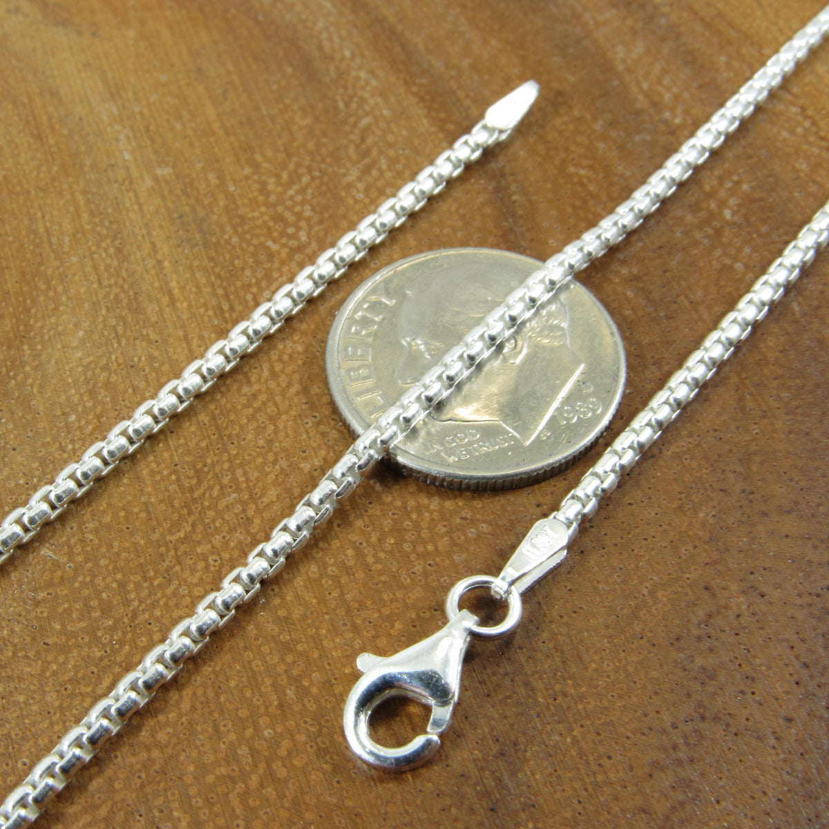 Solid 925 Sterling Silver Round Box Chain Necklace, Italian Box Link Pendant Chain for Men and Women, 0.9mm–2.5mm | 16"–30" Inch
