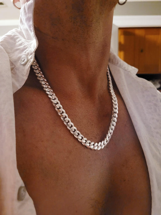 9.2MM Solid 925 Sterling Silver Men's Miami Cuban Link Chain, Mens Heavy Chain, Thick Italian Necklace or Bracelet for Men, Hip Hop Jewelry