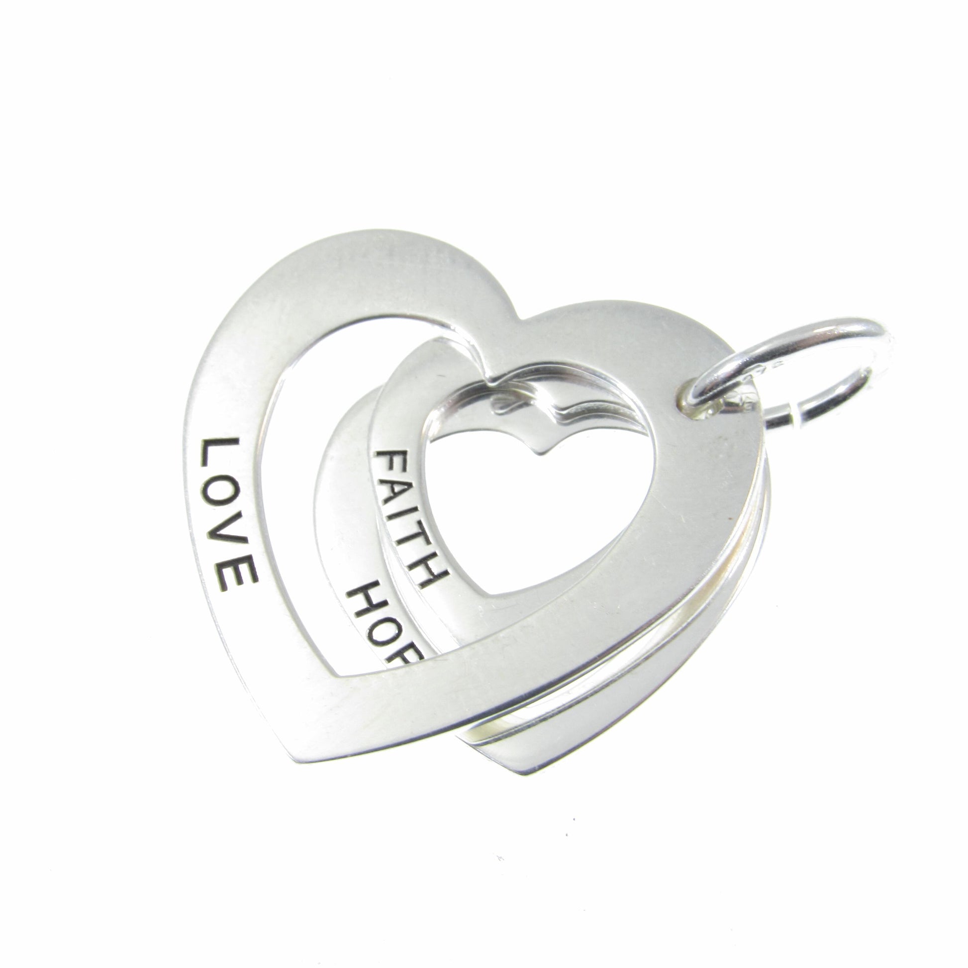 Solid 925 Sterling Silver Faith Love Hope Pendant, Heart Pendant, 3 Hearts Charm, Women's Symbol of Friendship Jewelry, Best Friend Gift