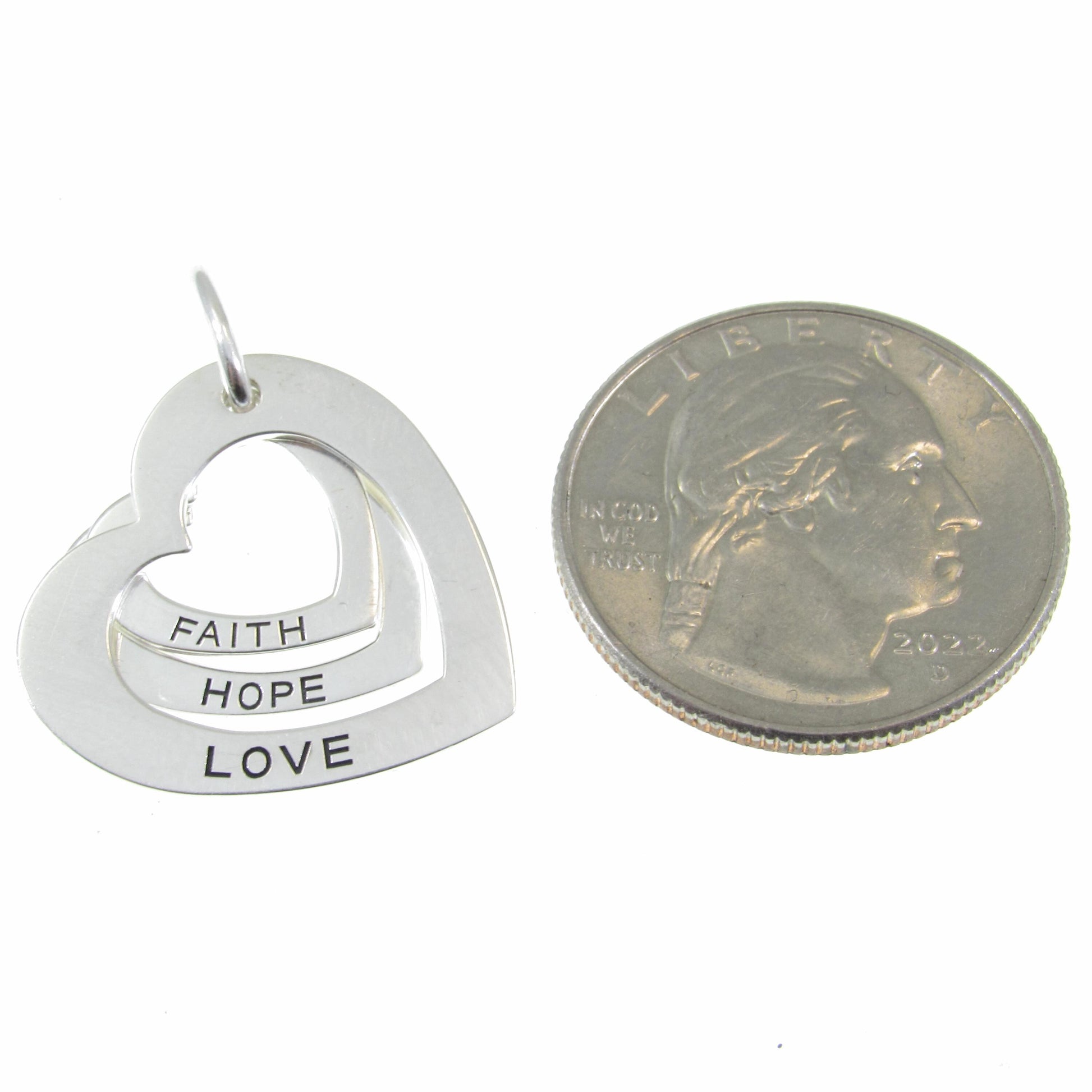 Solid 925 Sterling Silver Faith Love Hope Pendant, Heart Pendant, 3 Hearts Charm, Women's Symbol of Friendship Jewelry, Best Friend Gift