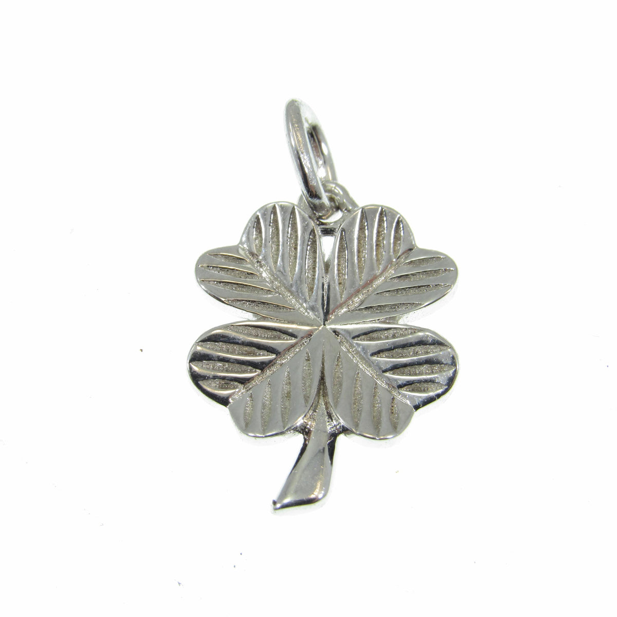 Solid 925 Sterling Silver 4 Leaf Clover Pendant, Four Leaf Clover Charm, Lucky Clover Jewelry, Floral Flower Jewelry, Good Luck Charm