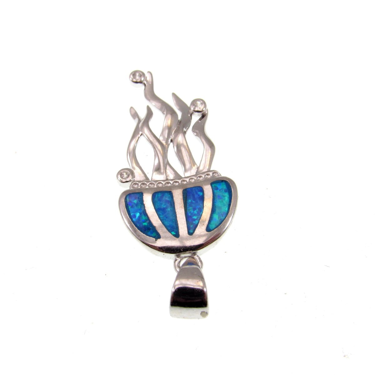 Solid 925 Sterling Silver Jellyfish Pendant, Blue or White Opal Gemstones, Handcrafted Sea Life Jewelry, Marine Ocean Nautical Charm