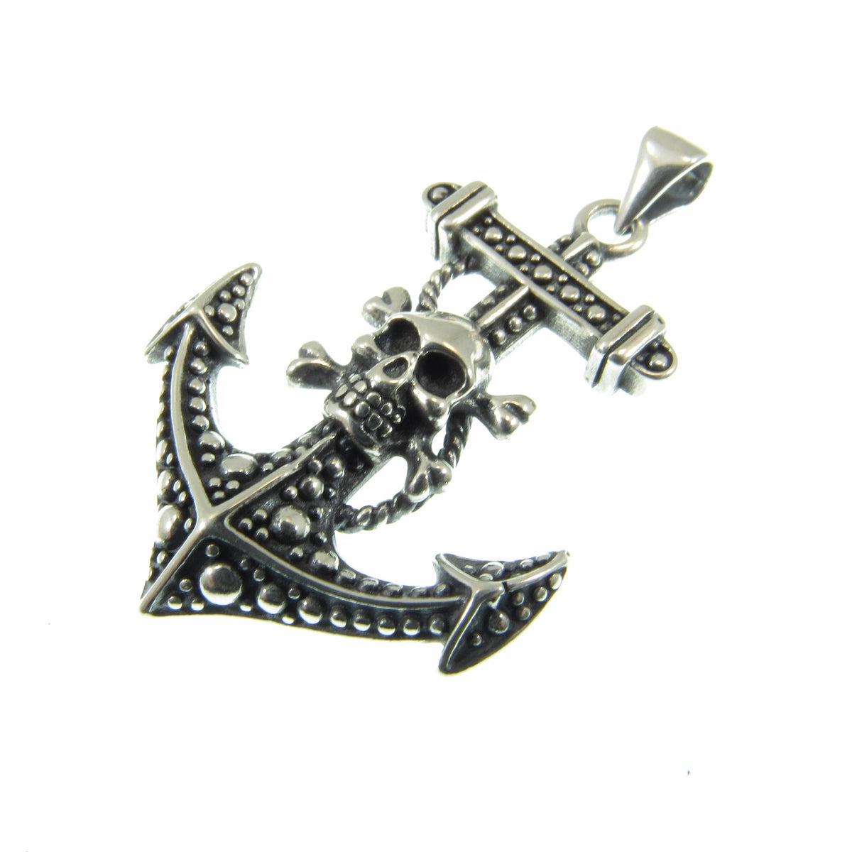 Solid 925 Sterling Silver Anchor & Skull Pendant, Skeleton and Crossbones on Ship's Anchor Charm, Nautical Boat Jewelry, Gothic Gift Idea