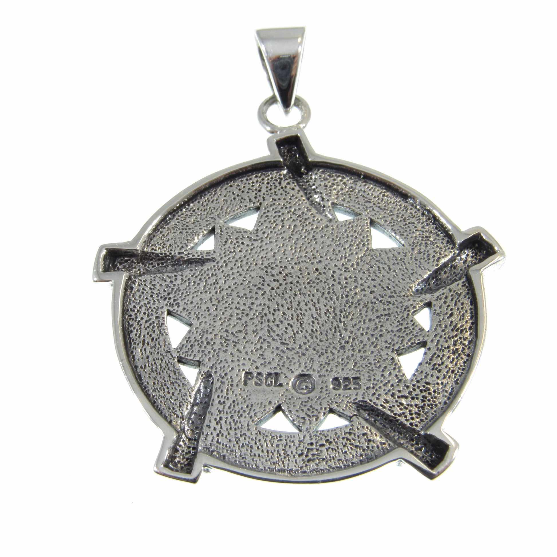 Solid 925 Sterling Silver Universal Broom Pentacle Pendant with Zodiac Symbols, Pagan Jewelry Amulet